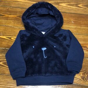 GAP Fuzzy Bear Navy Blue Baby Hoodie Size 12-18 mo